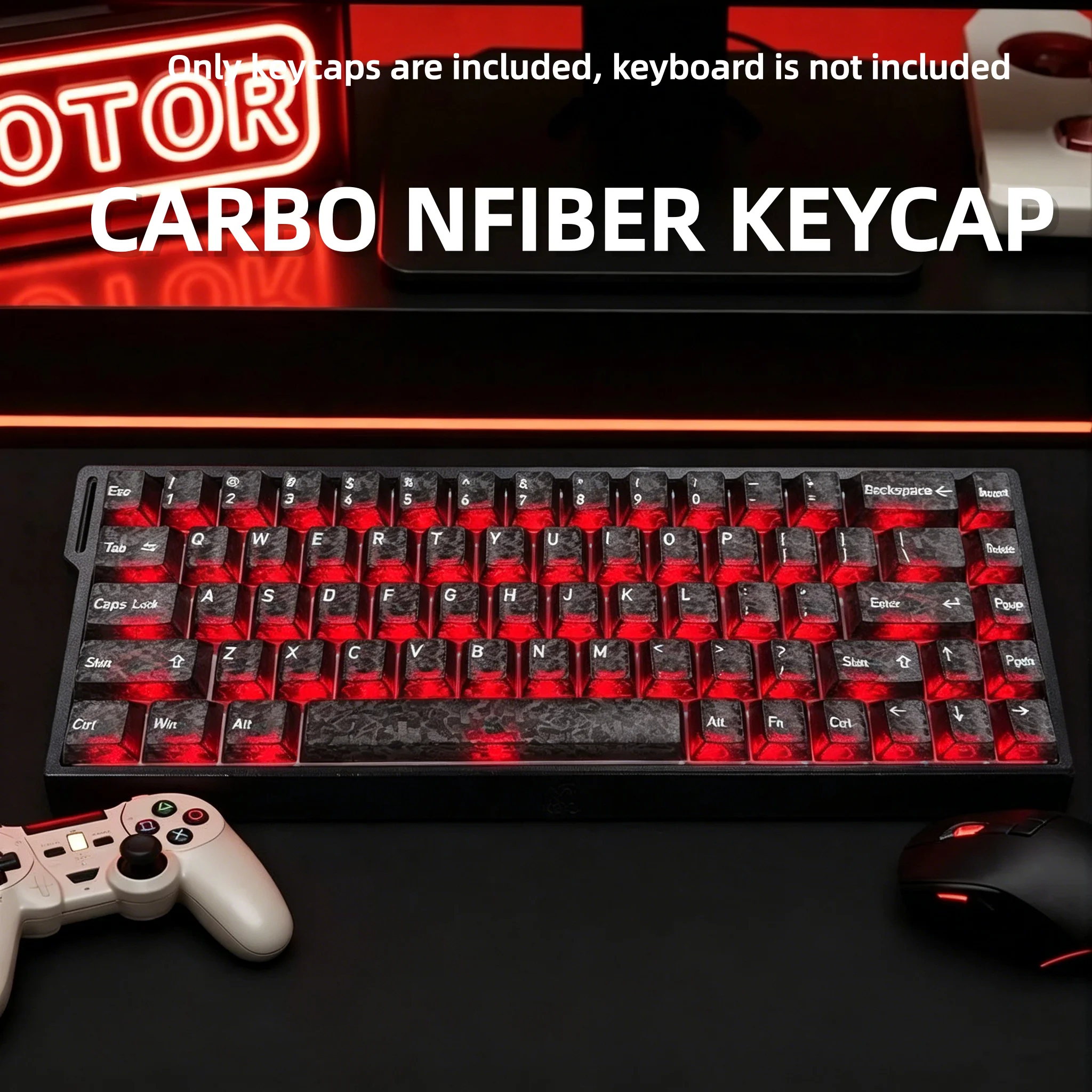 Gaming Keyboard 2026 - 2026 Keycaps Transparan Serat Karbon Tempa