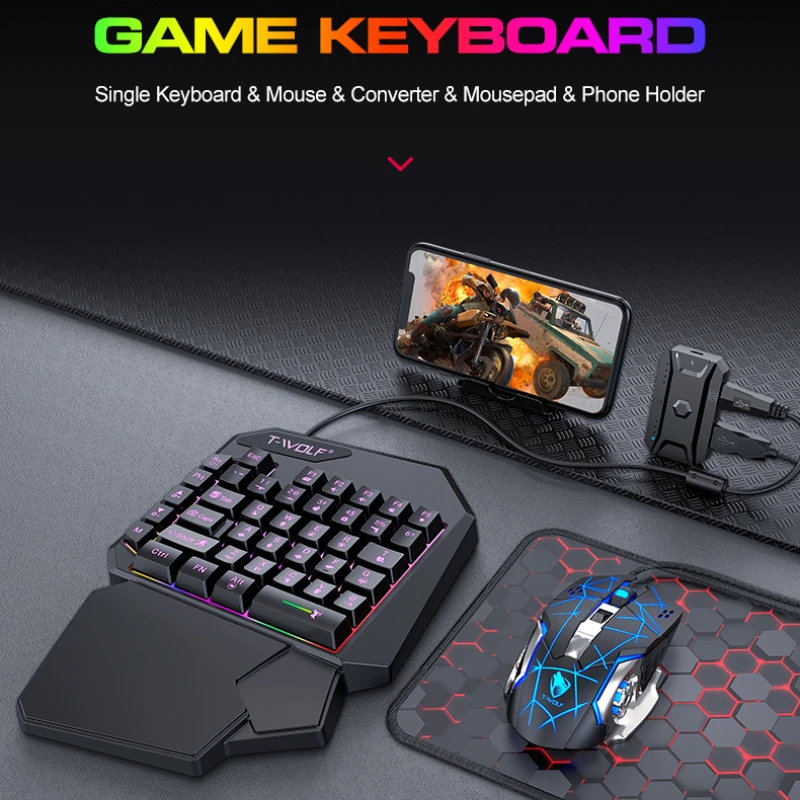 T-WOLF TF900 satu tangan Keybo - Gaming Keyboard Hand ulasan dan harga