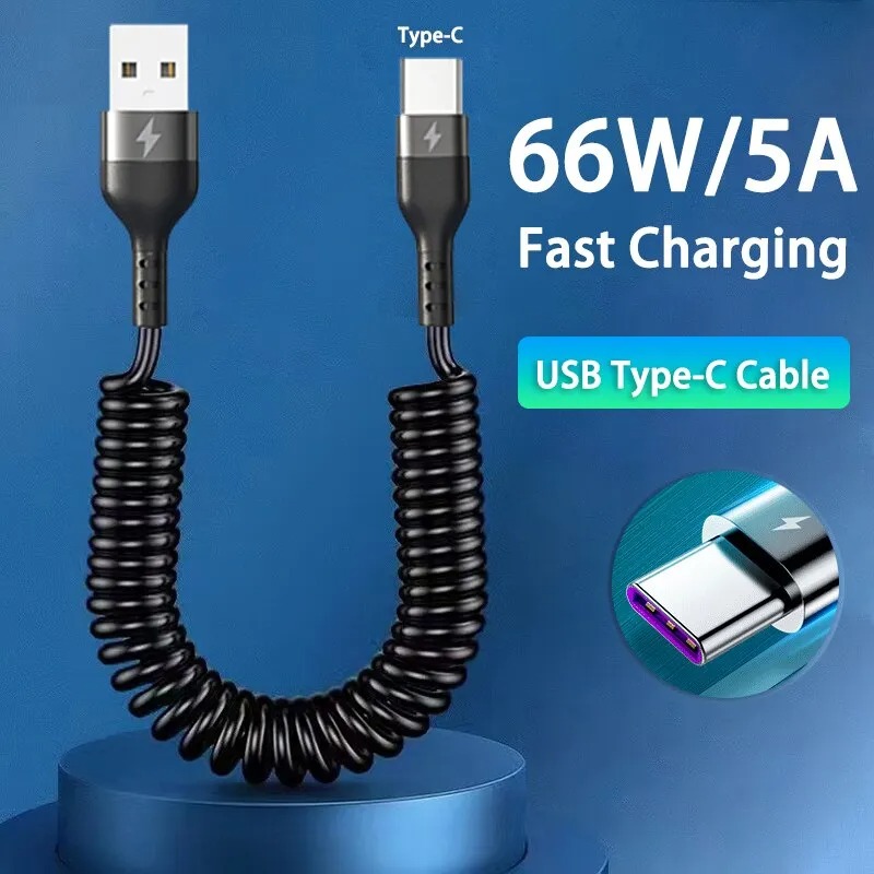 Kabel USB C ke USB C 5A Fast C - Coiled Usb Cable ulasan dan harga