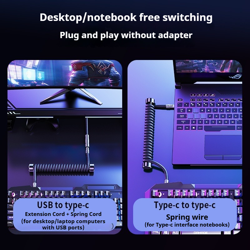 Kabel Keyboard Melingkar Eary  - Coiled Usb Cable ulasan dan harga