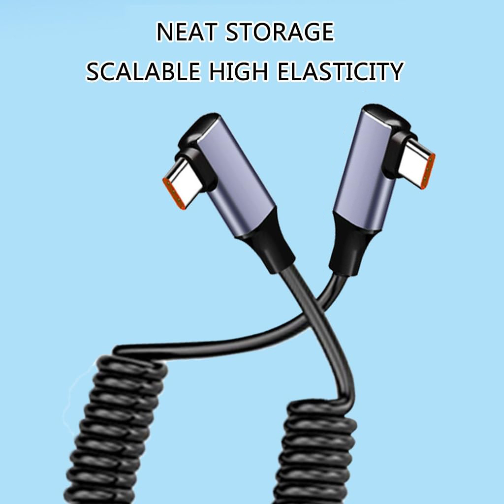 Kabel Tipe-C PD 240W dengan Pe - Coiled Usb Cable ulasan dan harga